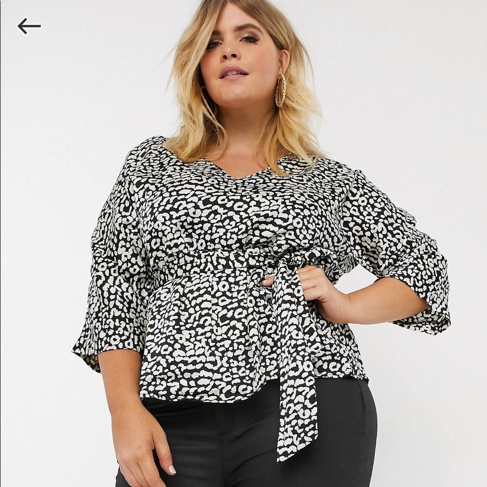 ASOS CURVE new look patterned peplum with tie